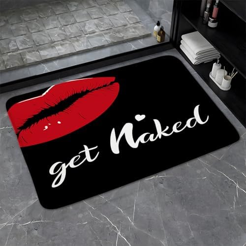 Funny Quotes Red Lips Bath Rug for Home Use