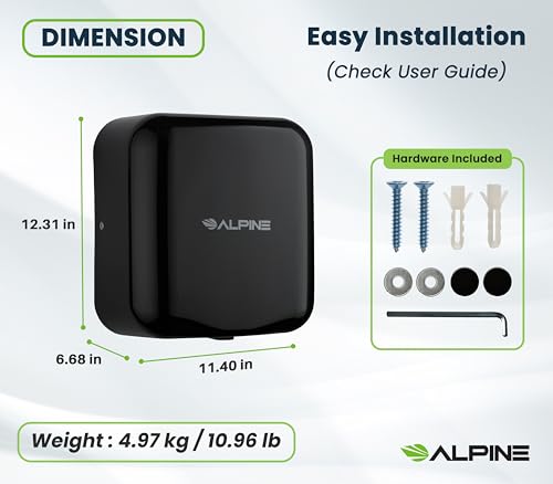 Alpine Hand Dryers 2 Pack High Speed 110-120V Stainless Steel ADA Compliant