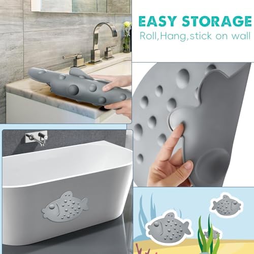Non-Slip Baby Fish Mat with Strong Suction Cups for Kids