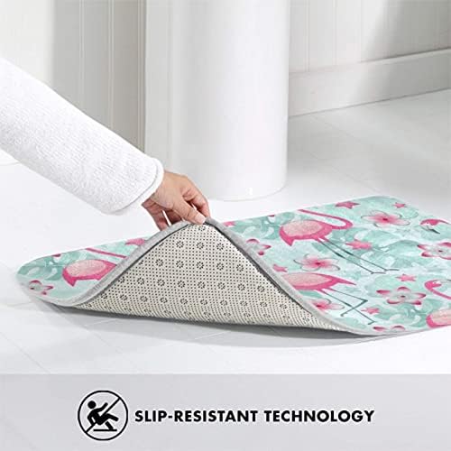 MZERSE Water Absorbent Memory Foam Bath Rug with Flamingo Design