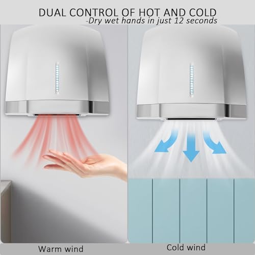 Whipin Electric Hand Dryer with LED Timer and 1800W Power