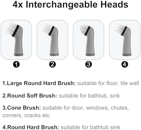 Pest Reject Pro Electric Cleaning Brush with 4 in 1 Brush Heads Black