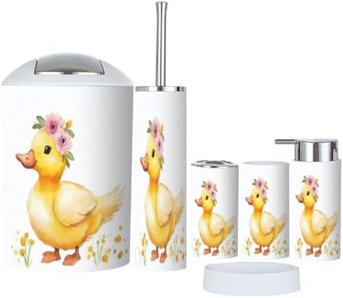 Boho 6-Piece Bathroom Accessory Set with Floral Wreath