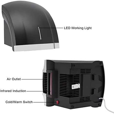 Ghankopd 1800W Electric Hand Dryer with HotCold Control