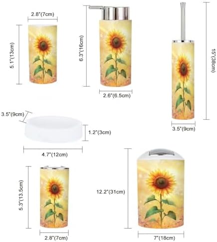 Boho Sunflower Bathroom Accessory Set 6 Piece 1