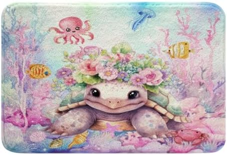 Feelyou Cute Sea Turtle Bath Rug 16x24 Kids Cartoon Ocean Animal Mat