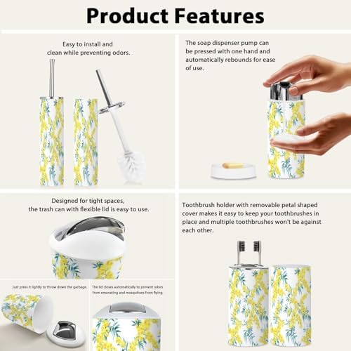 Boho Floral Bathroom Accessories Set 6 Piece