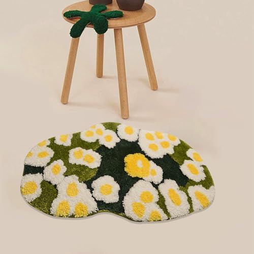 USTIDE Cute Green Floral Bath Mat 157x236 Inches