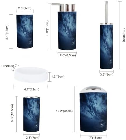 Boho Bathroom Accessory Set 6 Piece Black Blue Night Sky