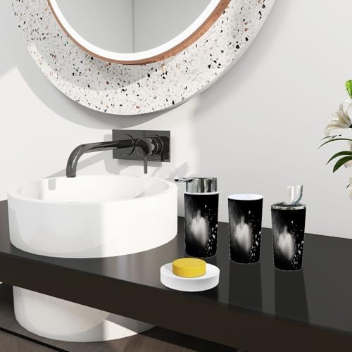 Boho Bathroom Accessories Set 6 Piece Black Stone