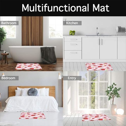Strawberry Bath Mat with Cute Floral Design