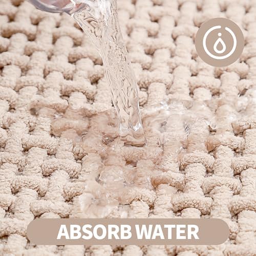 WARM HAVEN Beige Thin Bath Mat 16x24 Inch Non-Slip