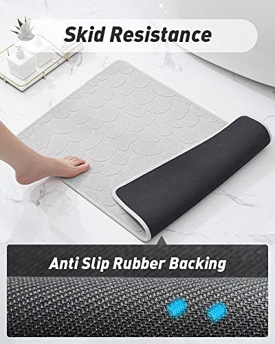 COCOER Super Absorbent Bath Mat with Rubber Backing 16x24 Gray