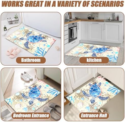 COSHARKLY Sea Turtle Bath Mat 17x30 Inch