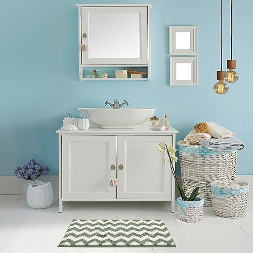 CozeCube Sage Green Chenille Bath Mat 24x16 Non-Slip