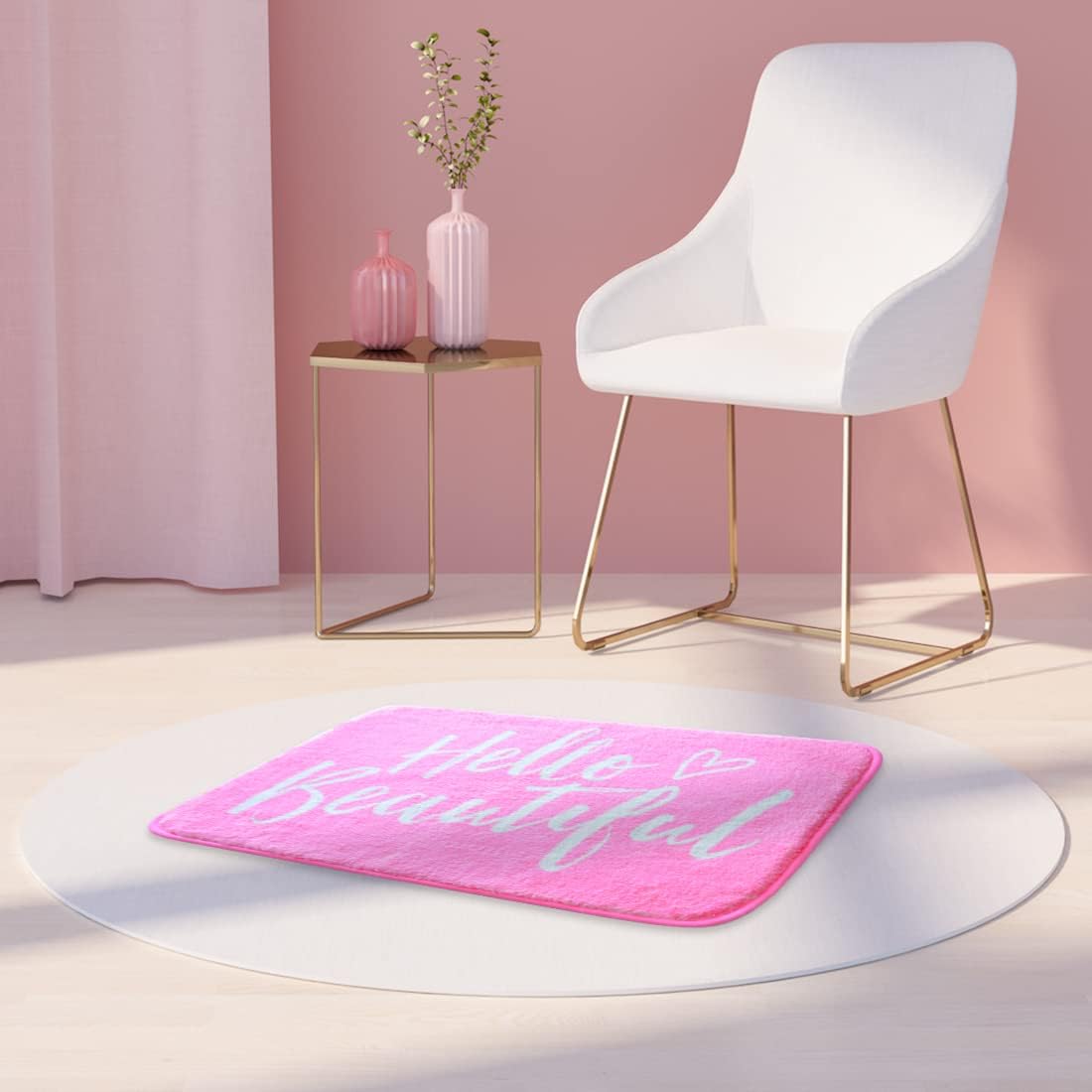 Planzo Hello Beautiful Bath Plush Rug 24x16 Pink