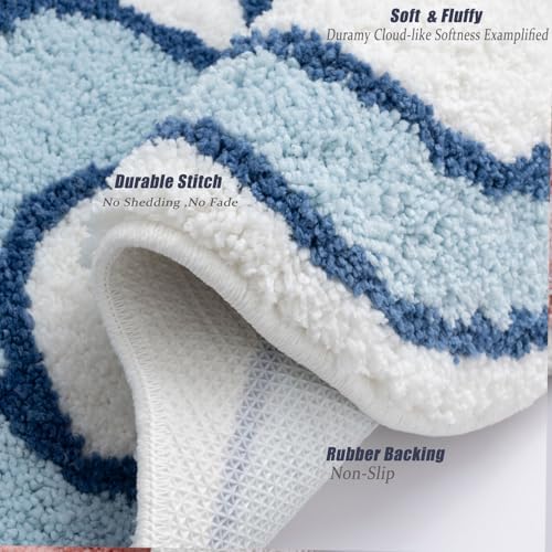 Urtlmaji Coquette Bow Rug 35x24 Blue Bath Mat