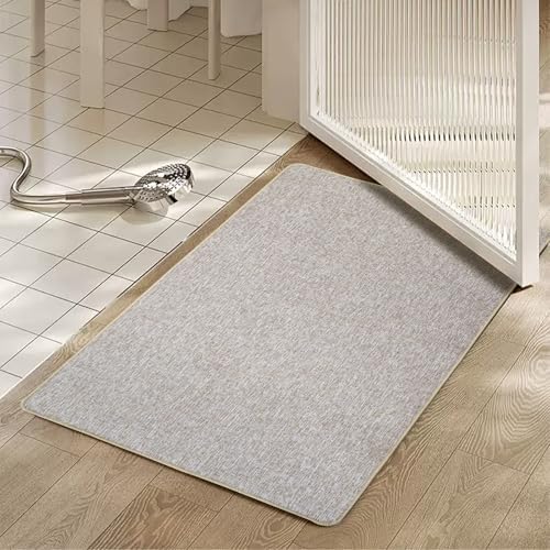 Yancorp Thin Non-Slip Bathroom Rugs 16x28 Inch Khaki