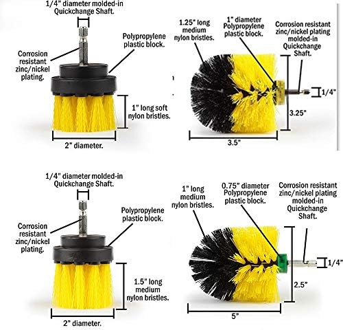 HUAWELL 5-Piece Cleaning Drill Brush Kit with 6 Inch Extender