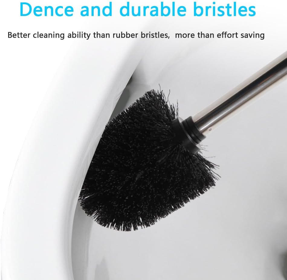 Loyled Toilet Brush with Holder 360 Deep Clean Anti-Drip Stainless Steel