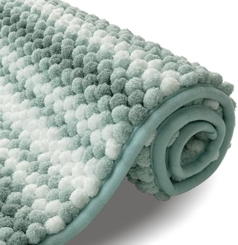 HDFK Soft Chenille Bath Mat with Striped Design