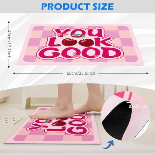 You Look Good Bath Mat - Ultra Thin Non Slip Cherry Pattern