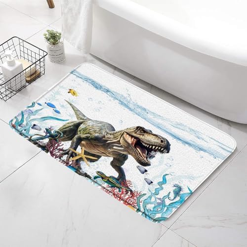 Funny Dinosaur Bath Mat with Non-Slip Backing