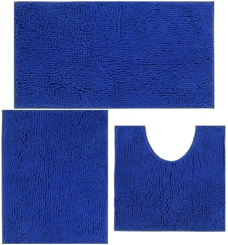 AINAHYVA 3 Piece Bathroom Rug Set Plush Shaggy Non Slip Super Absorbent