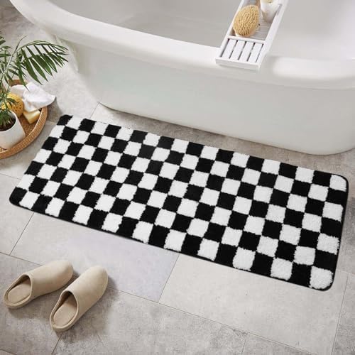 Sivilife Checkered Bath Rug 18x47 Non Slip