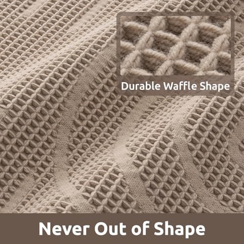 AMOAMI Waffle Bath Mat Non-Slip Absorbent Machine Washable Brown 17x40