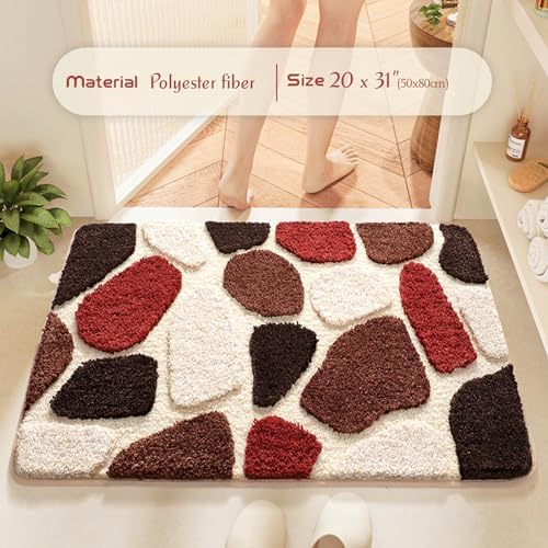 Befocus Red Pebble Stone Bath Rug 2031