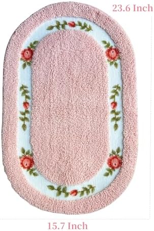 Sytian Nice Rose Flower Bath Rug - Pink 157 X 236 Oval