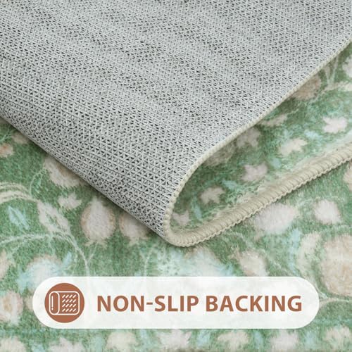 Uphome Green Boho Floral Bath Rug 18x47 inch 1