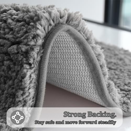RUN HELIX Grey Shaggy Microfiber Bath Mat 24x16