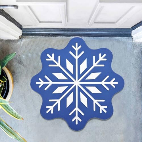 KELINFONG Snowflake Pattern Non-Slip Bath Mat 26x26 Inch