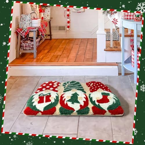 Christmas Bath Mat 20x32 Inches Non-Slip Water Absorbent Gnome Design