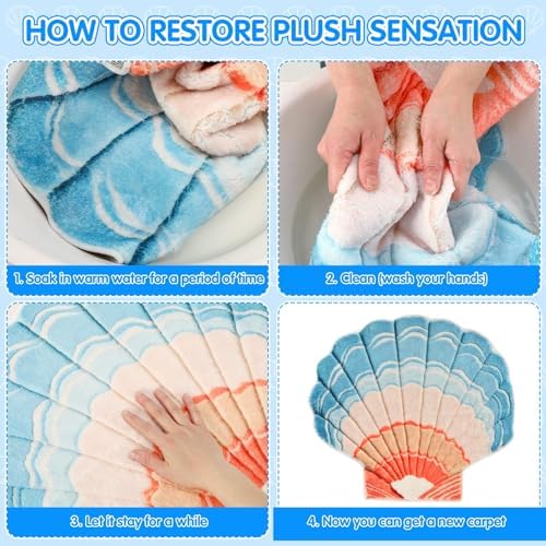 FEBSNOW Seashell Bath Rug with Non-Slip Backing 1