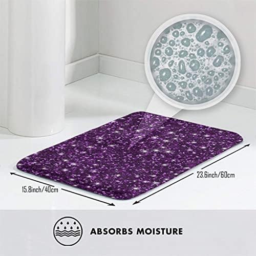 MZERSE Quick Dry Bath Mat with Dark Purple Glitter Pattern