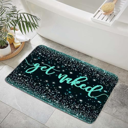 Teal Bath Mat with Funny Art Words