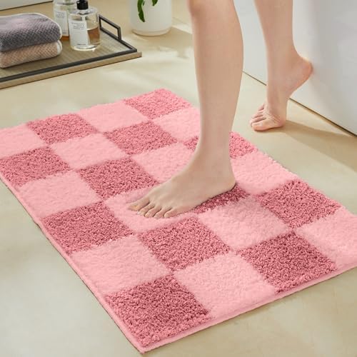 Ohocut Luxury Microfiber Checkered Bath Rug 32x20