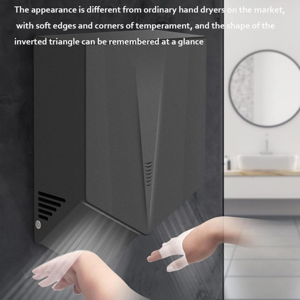 YIAAWEI Automatic Sensor Hand Dryer - 1400W Power 6-10 Seconds Dry - Black