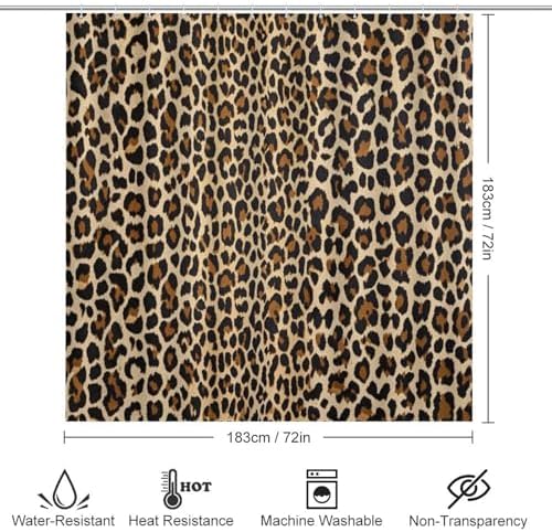 Supdreamc 4 Pack Cool Cheetah Leopard Shower Curtain Set with Bath Rug