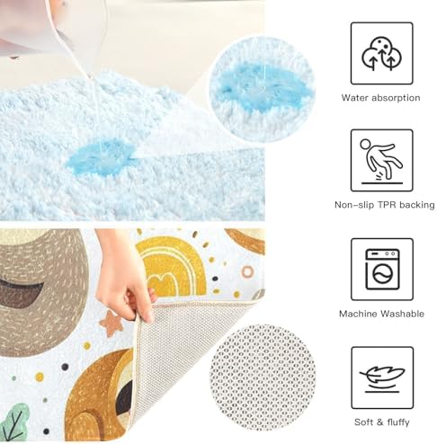 WELLDAY Bathroom Rug Sets 2 Piece Sloth Pattern