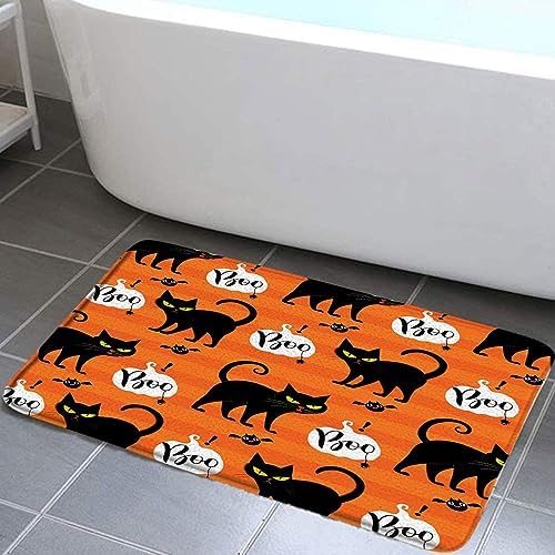 Black Cat Bath Mat Halloween Gothic Design