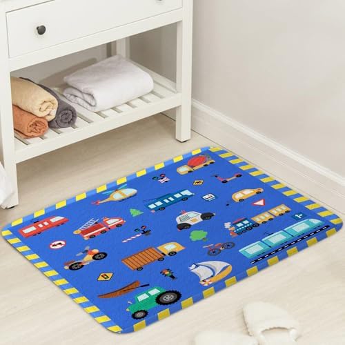 JAWO Kids Construction Bath Rug with Non-Slip Design