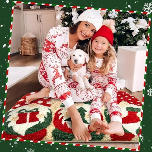 Christmas Bath Mat 20x32 Inches Non-Slip Water Absorbent Gnome Design
