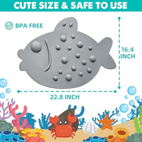 Non-Slip Baby Fish Mat with Strong Suction Cups for Kids