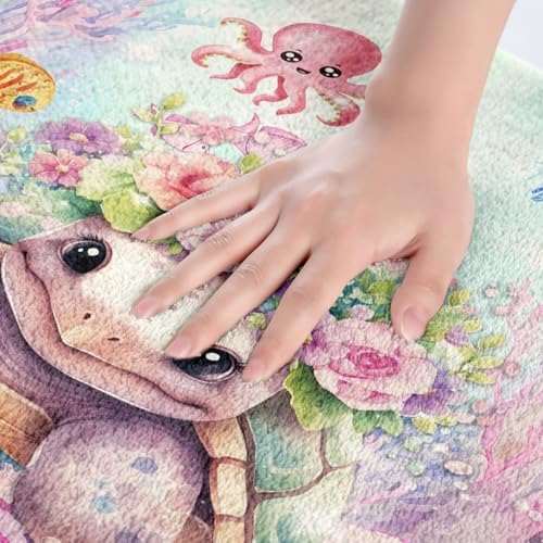 Feelyou Cute Sea Turtle Bath Rug 16x24 Kids Cartoon Ocean Animal Mat