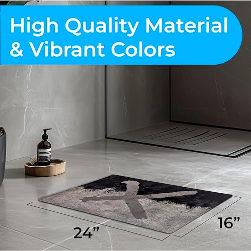 DidiDesk Modern Black Grey Bath Rug with Anti-Slip Backing