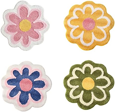 Daisy Flower Bath Mat Non-Slip Washable Bath Rug for Home